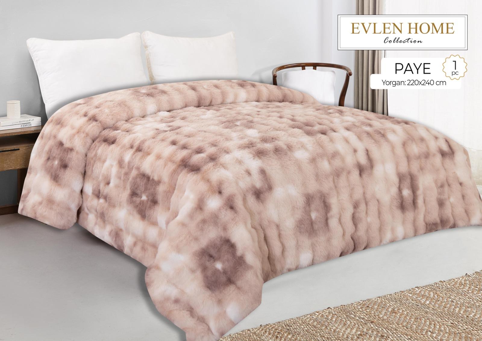 Evren Çift Kişilik Kürk Yorgan Paye Pudra