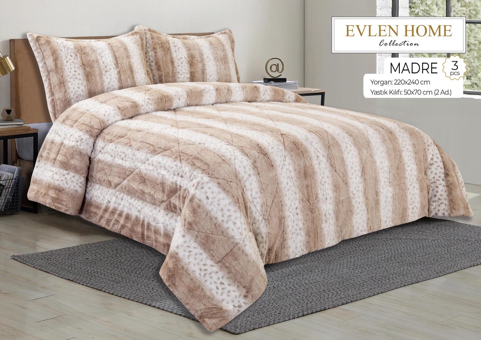 Evren Çift Kişilik Kürk Yorgan Seti Madre Leo Vizon