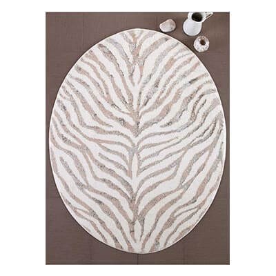 HIC&W Safari Oval Pamuk Viskon Banyo Paspası 90x120 Bej