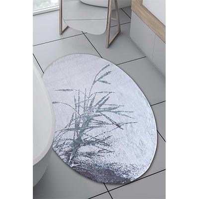 HIC&W Sunset Oval Pamuk Viskon Banyo Paspası 90x120 Gri
