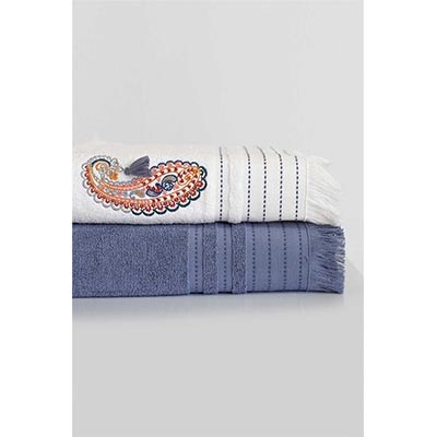 İYİ GECELER İSTANBUL 2'Lİ HAVLU SETİ BOHO CHİC COBALT MAVİ