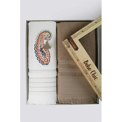 İYİ GECELER İSTANBUL 2'Lİ HAVLU SETİ BOHO CHİC CAPPİCİNO