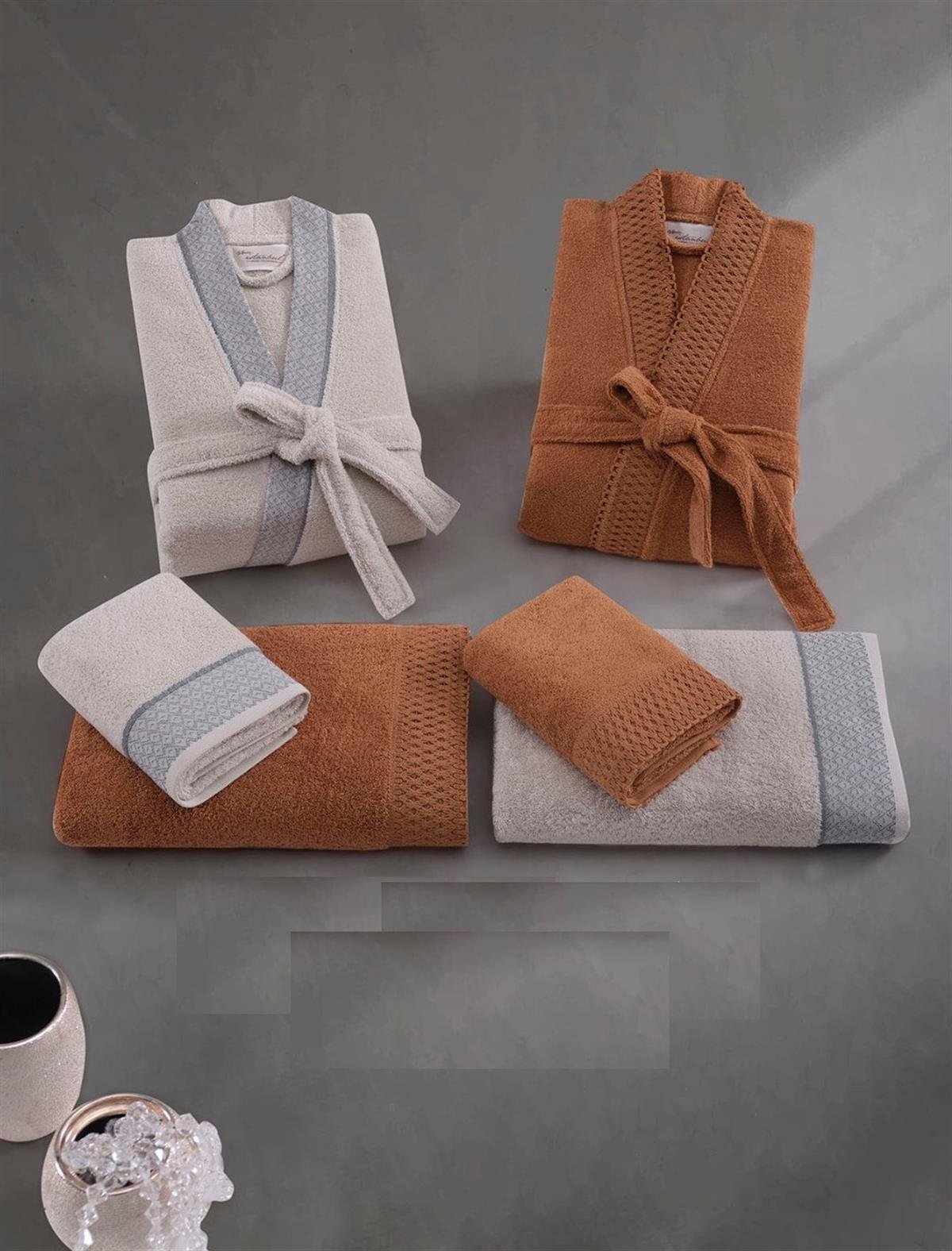 İyi Geceler İstanbul Banyo-Hamam Takımı Emily Kiremit-Bej