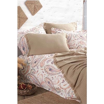 İyi Geceler İstanbul Boho Chic Çift Kişilik Pike Takımı Cappuccino