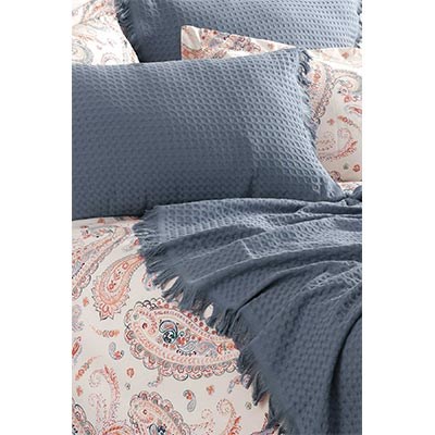 İyi Geceler İstanbul Boho Chic Çift Kişilik Pike Takımı Cobalt Mavi