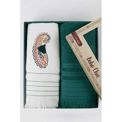 İyi Geceler İstanbul Boho Chic Havlu Seti 50x90 90x150 Zümrüt Yeşili