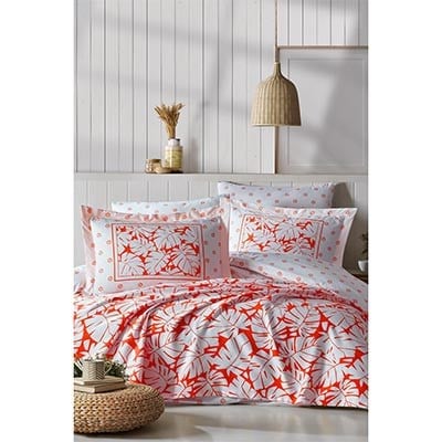 İYİ GECELER İSTANBUL ÇİFT KİŞİLİK BASKILI PİKE TAKIMI SUMMER CORAL