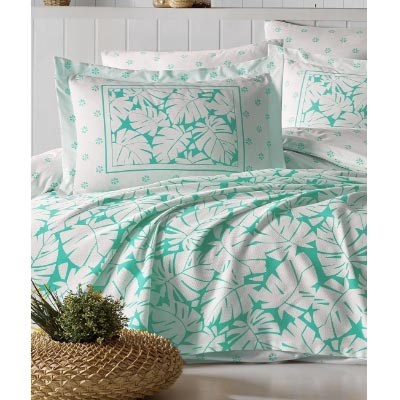 İYİ GECELER İSTANBUL ÇİFT KİŞİLİK BASKILI PİKE TAKIMI SUMMER MİNT