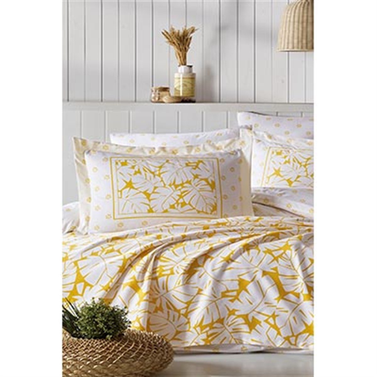 İYİ GECELER İSTANBUL ÇİFT KİŞİLİK BASKILI PİKE TAKIMI SUMMER SARI