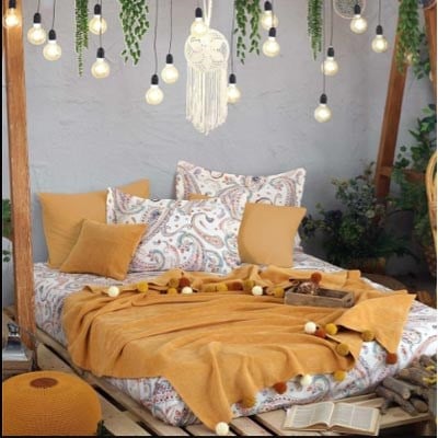 İYİ GECELER İSTANBUL ÇİFT KİŞİLİK BATTANİYELİ SET BOHOCHİC HARDAL