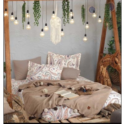 İYİ GECELER İSTANBUL ÇİFT KİŞİLİK BATTANİYELİ SET BOHOCHİC CAPPUCCİNO