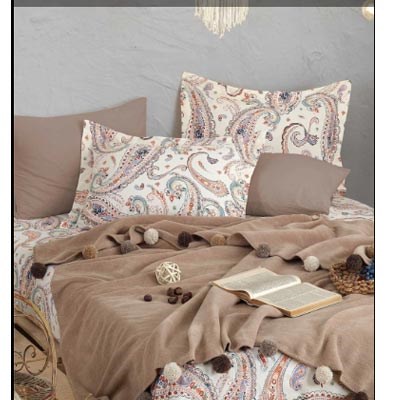 İYİ GECELER İSTANBUL ÇİFT KİŞİLİK BATTANİYELİ SET BOHOCHİC CAPPUCCİNO