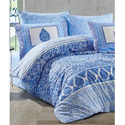 İYİ GECELER İSTANBUL ÇİFT KİŞİLİK NEVRESİM TAKIMI FUSİON RİMAL MAVİ