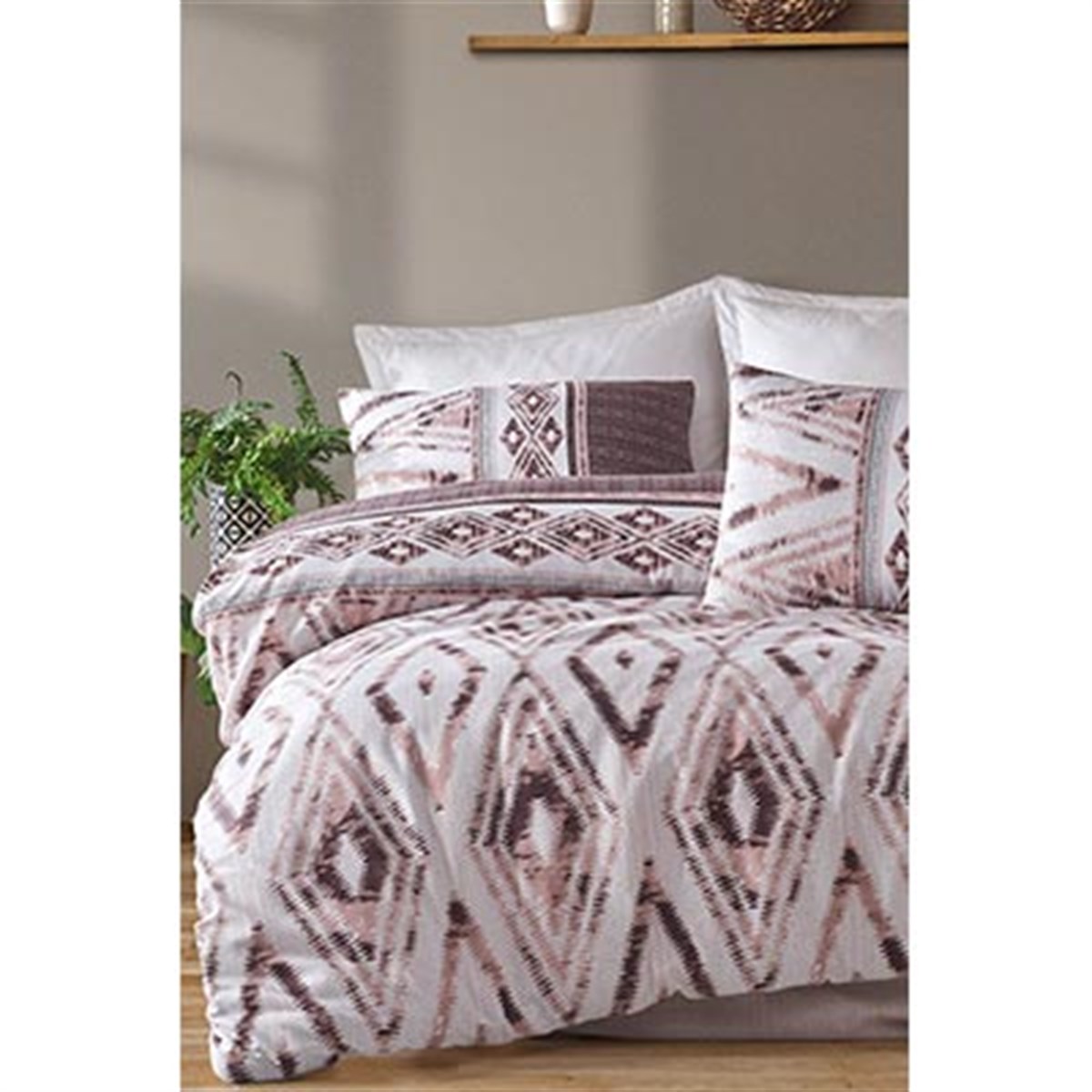 İYİ GECELER İSTANBUL ÇİFT KİŞİLİK NEVRESİM TAKIMI FUSİON İCON KAHVE