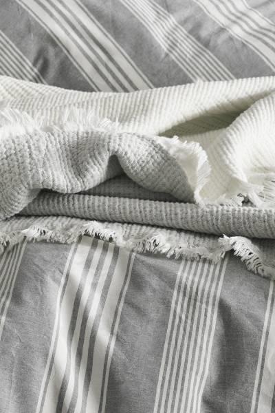 İyi Geceler İstanbul Çift Kişilik Nevresimli Doğal Yatak Örtüsü Seti Wendy Antrasit