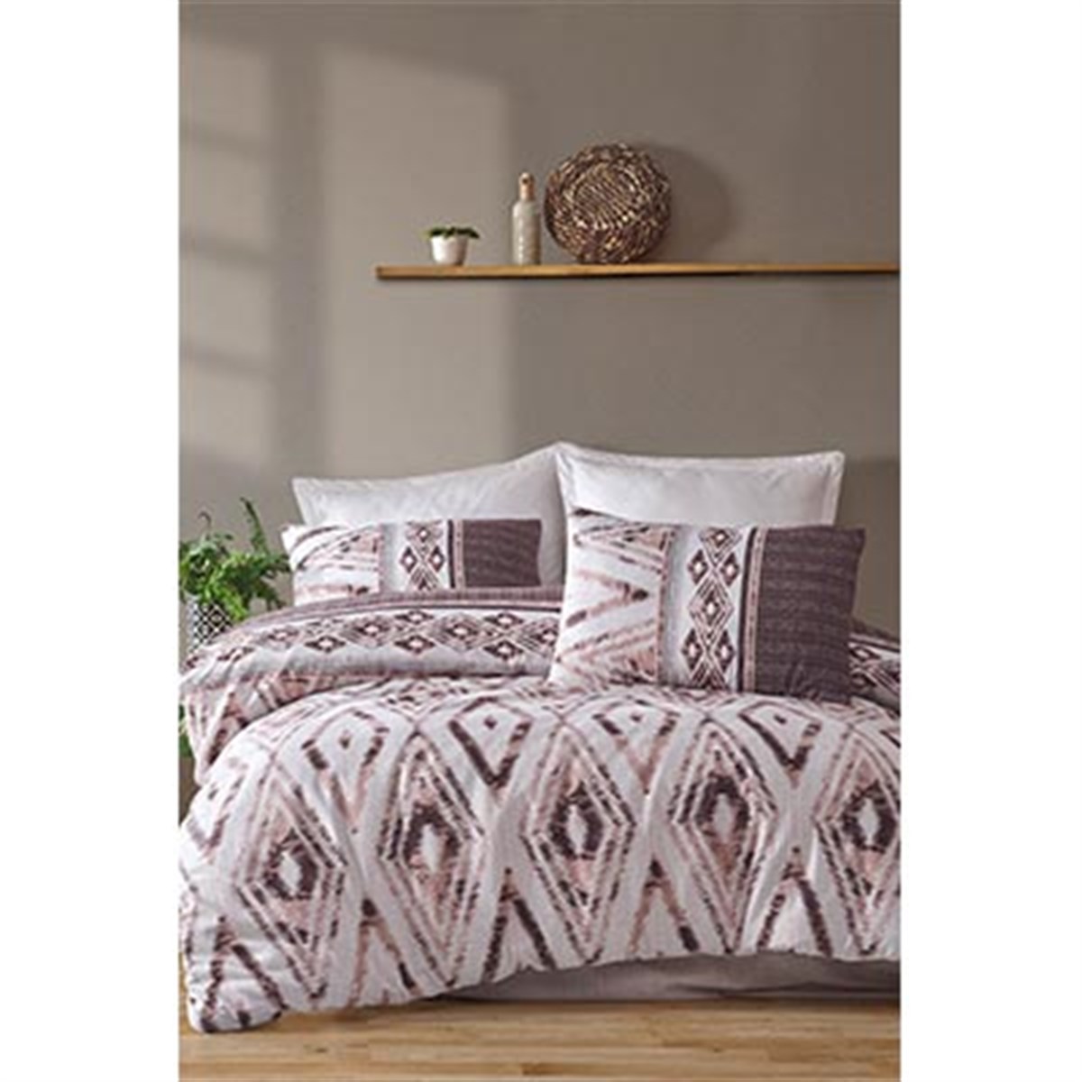 İYİ GECELER İSTANBUL ÇİFT KİŞİLİK NEVRESİM TAKIMI FUSİON İCON KAHVE