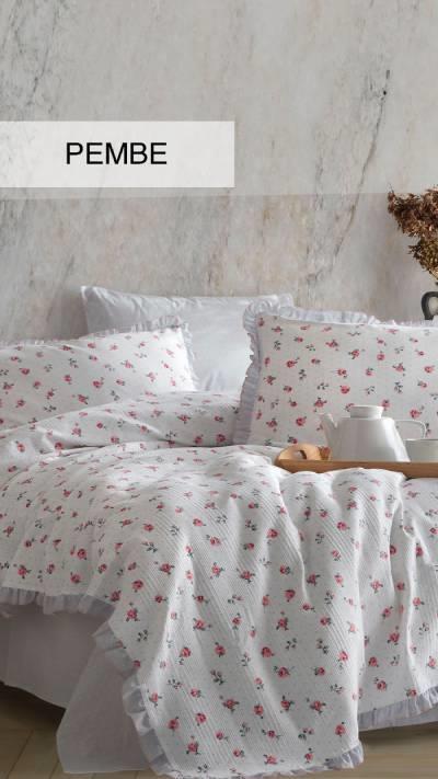 İyi Geceler İstanbul Çift Kişilik Pike Takımı Lavinya Kırmızı