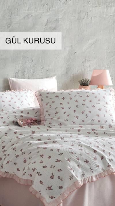 İyi Geceler İstanbul Çift Kişilik Pike Takımı Lavinya Gül Kurusu