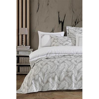 İYİ GECELER İSTANBUL ÇİFT KİŞİLİK YATAK ÖRTÜSÜ NEVRESİM SETİ PALM BEJ