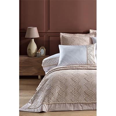 İYİ GECELER İSTANBUL ÇİFT KİŞİLİK YATAK ÖRTÜSÜ NEVRESİM SETİ TALLİA BEJ