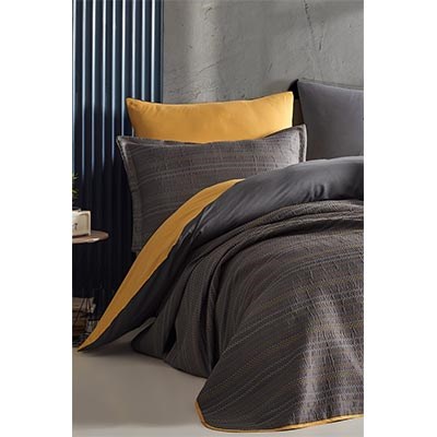 İYİ GECELER İSTANBUL ÇİFT KİŞİLİK YATAK ÖRTÜSÜ İN LİNE SARI