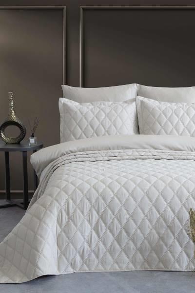 İyi Geceler İstanbul Çift Kişilik Yatak Örtüsü Crush Ekru