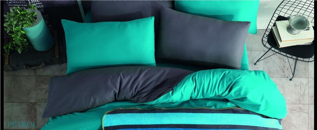 İyi Geceler İstanbul Exclusive Ranforce Tek Kişilik Nevresim Takımı İn Line Petrol