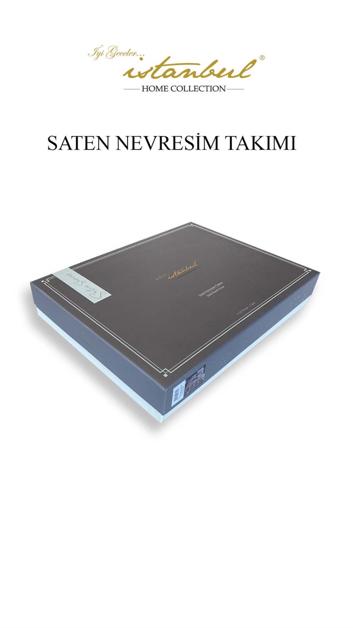 İyi Geceler İstanbul Pamuk Saten Çift Kişilik Nevresim Takımı La Masion Hardal