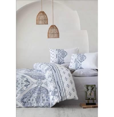 İyi Geceler İstanbul Percale Çift Kişilik Nevresim Takımı Ruma Mavi