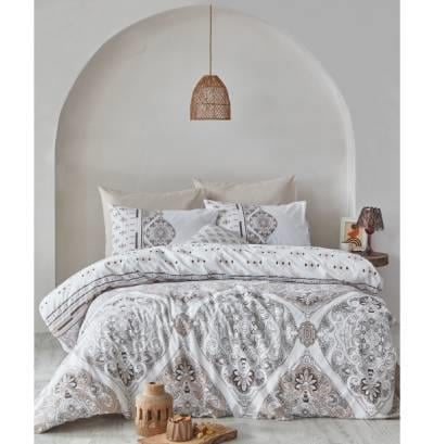 İyi Geceler İstanbul Percale Çift Kişilik Nevresim Takımı Ruma Kahve