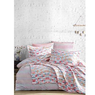 İyi Geceler İstanbul Ranforce Çift Kişilik Nevresim Takımı Limolida Pembe