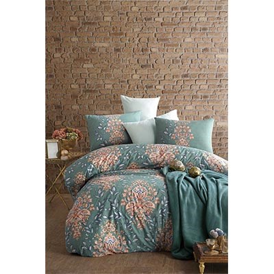 İyi Geceler İstanbul Ranforce Çift Kişilik Nevresim Takımı Marlina Turkuaz