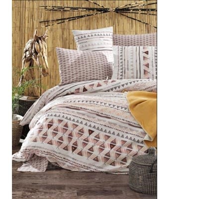 İyi Geceler İstanbul Ranforce Çift Kişilik Nevresim Takımı Pirgi Kahverengi