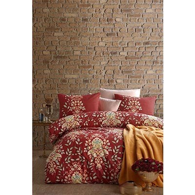 İyi Geceler İstanbul Ranforce Çift Kişilik Nevresim Takımı Marlina Bordo