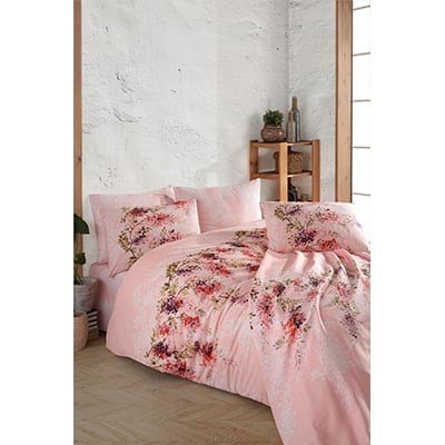 İyi Geceler İstanbul Ranforce Çift Kişilik Nevresim Takımı Capri Somon