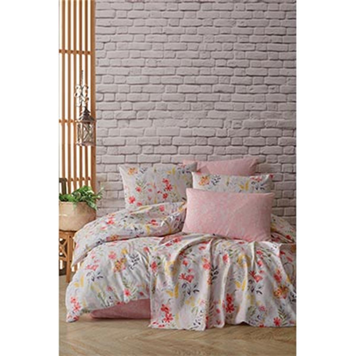 İYİ GECELER İSTANBUL RANFORCE TEK KİŞİLİK NEVRESİM TAKIMI GARDEN PEMBE