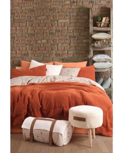 İyi Geceler İstanbul Sherwood Tek Kişilik Yatak Örtüsü Seti Sherwood Kiremit