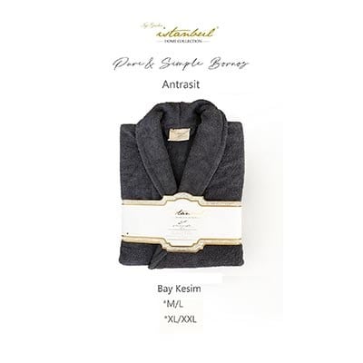İYİ GECELER İSTANBUL TEK BORNOZ PURE SİMPLE ANTRASİT M-L
