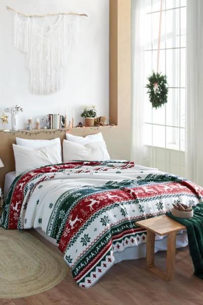 İyi Geceler İstanbul Tek Kişilik Pamuk Battaniye Snowy Yeşil