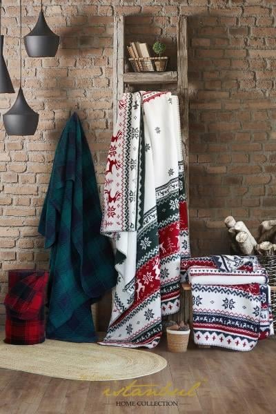 İyi Geceler İstanbul Tek Kişilik Pamuk Battaniye Snowy Yeşil