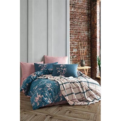 İyi Geceler İstanbul Wilbourn Çift Kişilik Battaniyeli Set Petrol