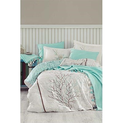 İYİGECELER İSTANBUL ÇİFT KİŞİLİK NEVRESİM PİKE SETİ YACHT STYLE MİNT