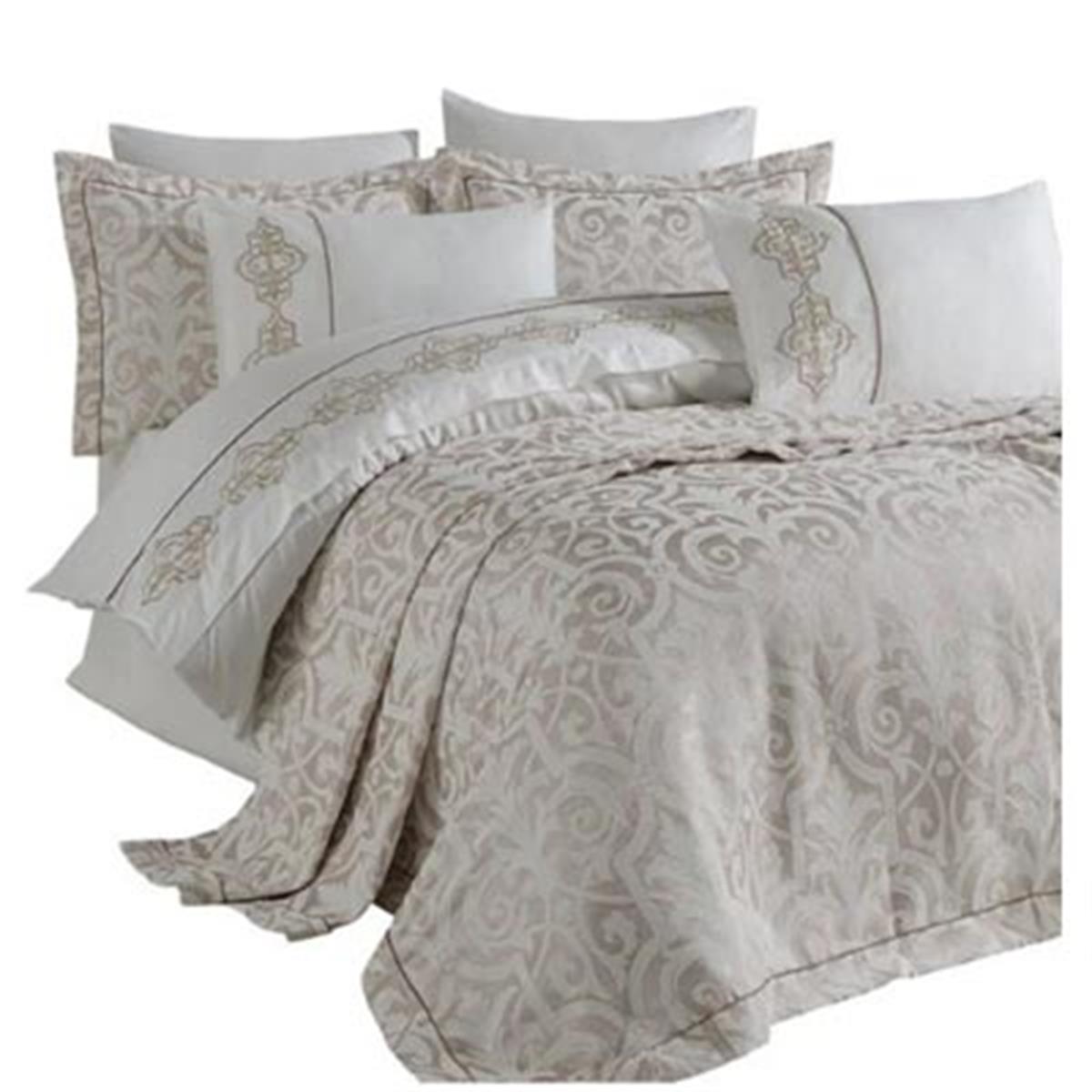 Nazik Home Çift Kişilik Nevresimli Pike Seti Adonia Bej