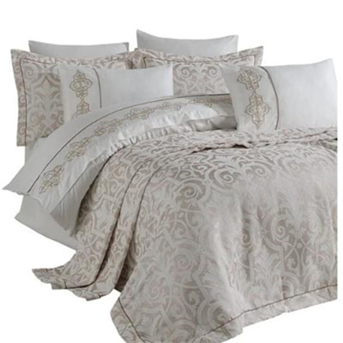 Nazik Home Çift Kişilik Nevresimli Pike Seti Adonia Gri