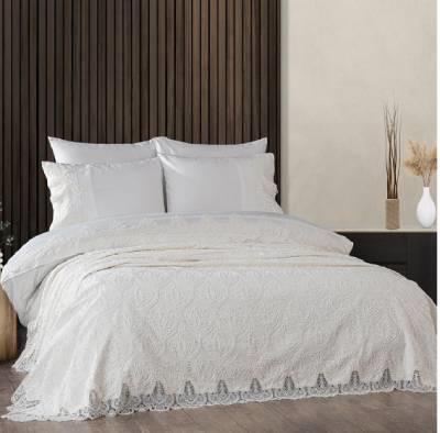 Nazik Home Çift Kişilik Nevresimli Pike Takı Marry Krem
