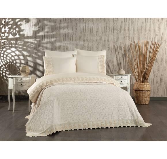 Nazik Home Çift Kişilik Nevresimli Pike Takımı Tual Bej