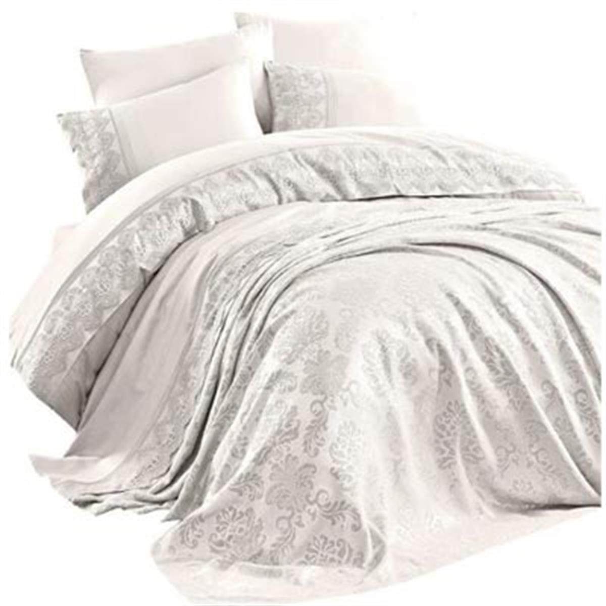 Nazik Home Çift Kişilik Nevresimli Pike Takımı Valeria Krem 7 Parça