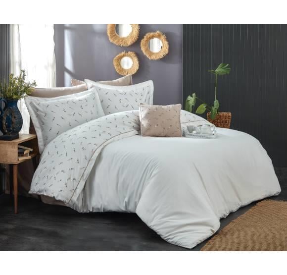 Nazik Home Pamuk Saten Çift Kişilik Nevresim Takımı Alesta Vizon