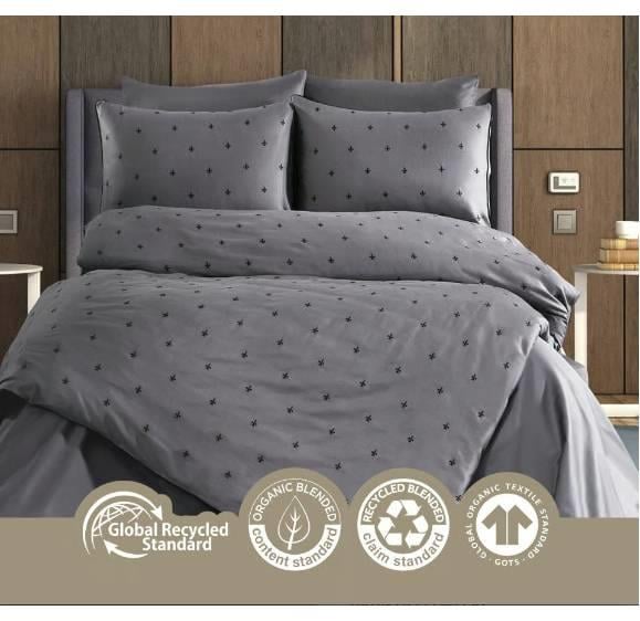 Nazik Home Pamuk Saten Çift Kişilik Nevresim Takımı Hermes Antrasit