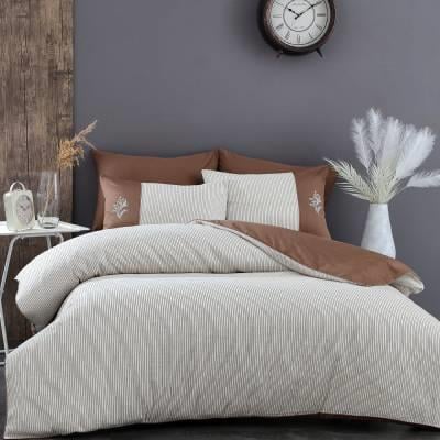 Nazik Home Pamuk Saten Çift Kişilik Nevresim Takımı Loris Kahverengi